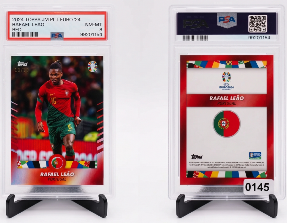 2023-24 Topps Euro 2024 Rafael Leao RED PARALLEL /10 PSA 8 Portugal