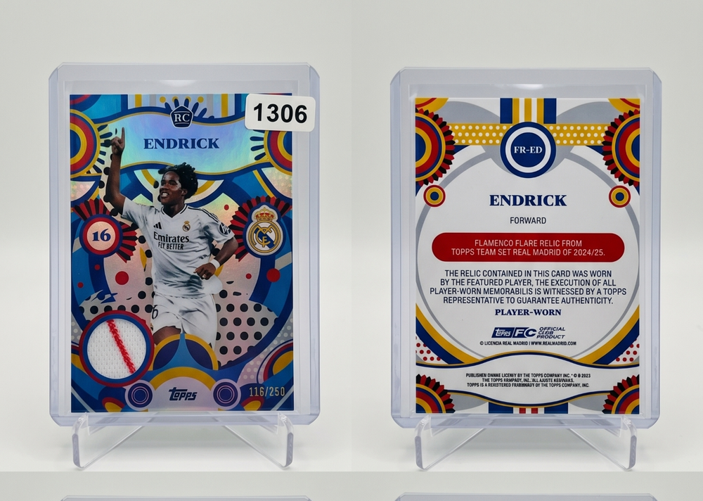 Endrick 2024-25 Topps Real Madrid Flamenco Flare Relic Blue /250 RC #FR-ED