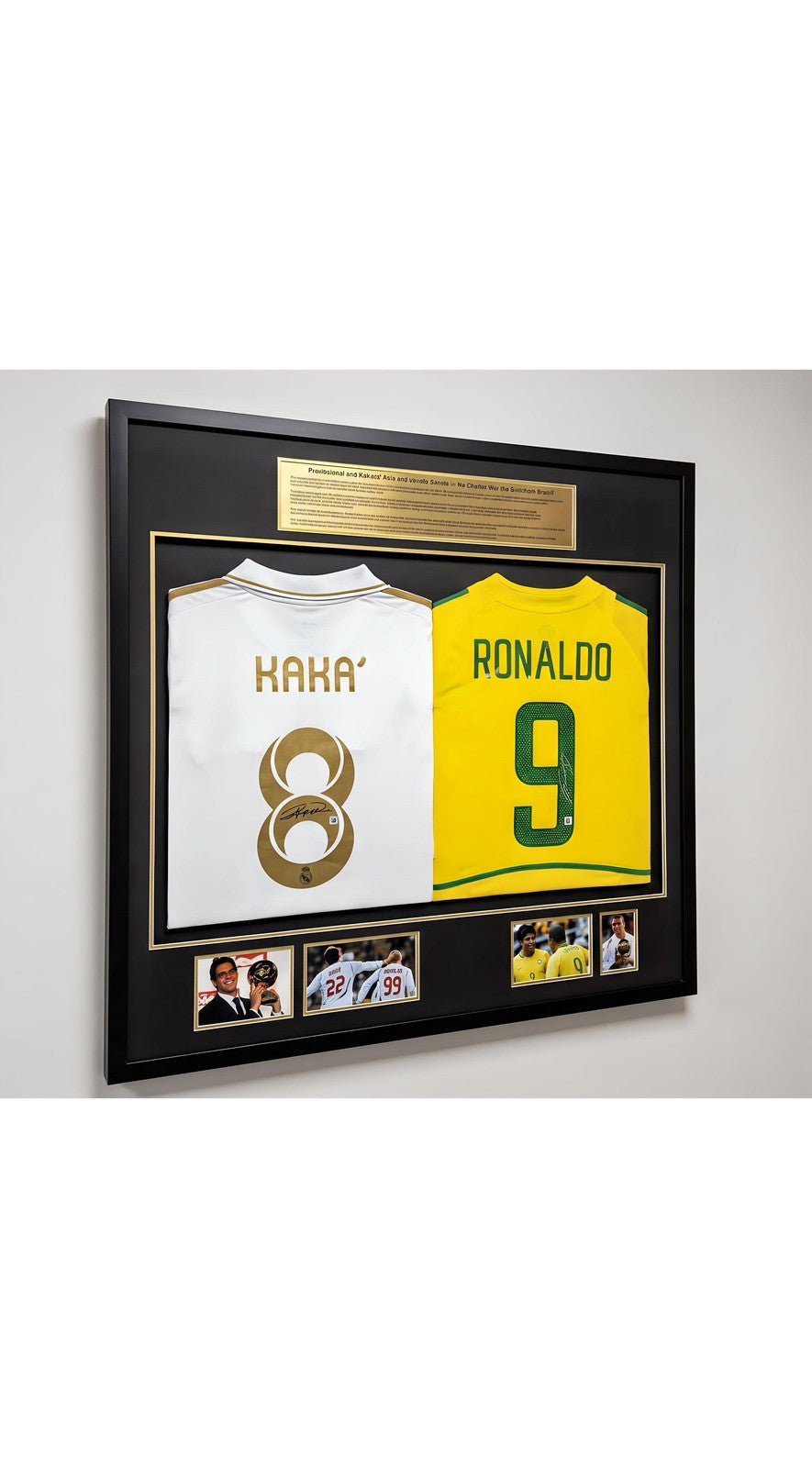 Brazilian Greatness Kaka Ronaldo Signed Jerseys Icons - With Frame