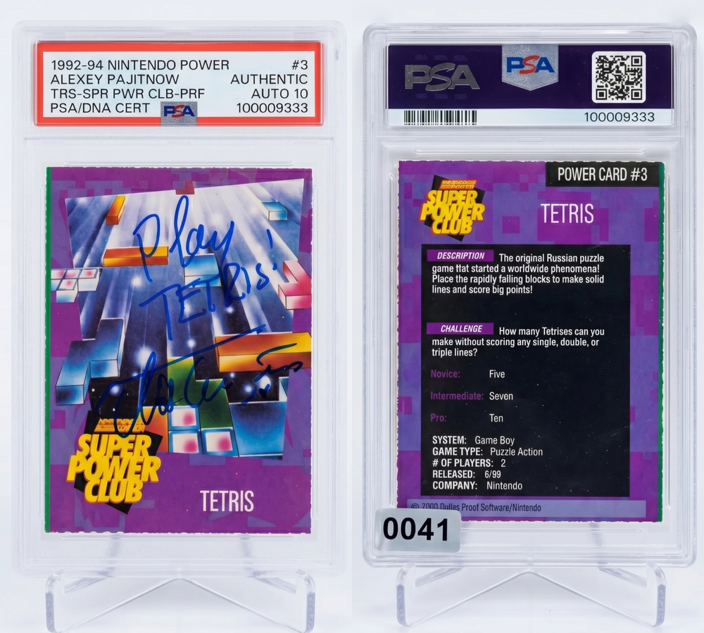 1992-94 Nintendo Power Alexey Pajitnov Tetris #3 Auto 10 Inscribed Signed PSA