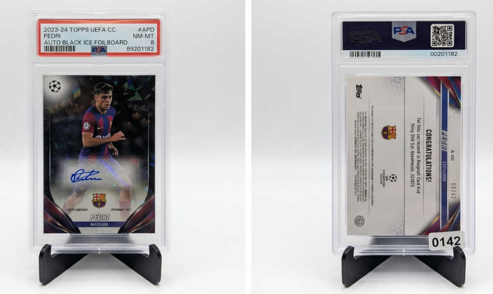 Pedri Topps Auto Black Icy Foilboard 10 Card PSA 8 Barcelona Prodigy
