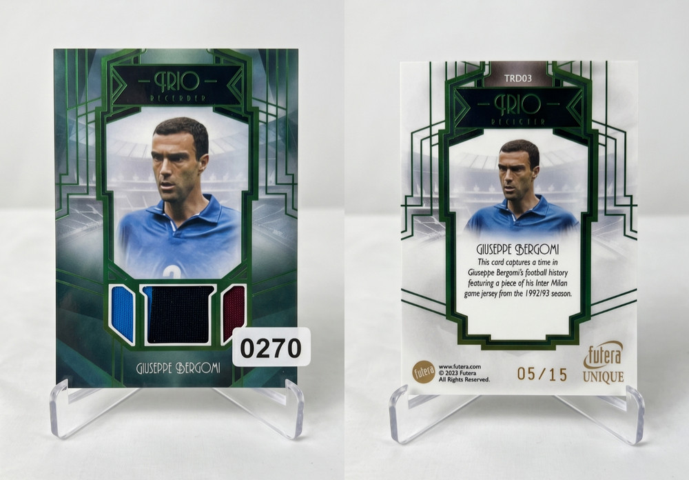 2024 Futera Unique Giuseppe Bergomi TRIO Match Worn Patch /15 Inter Italy