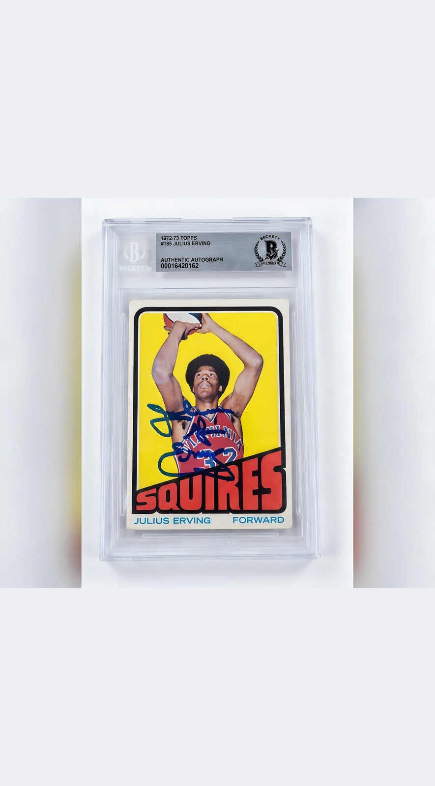 Julius Erving Topps Squires Auto Card 195 Basketball Legend Auth Card