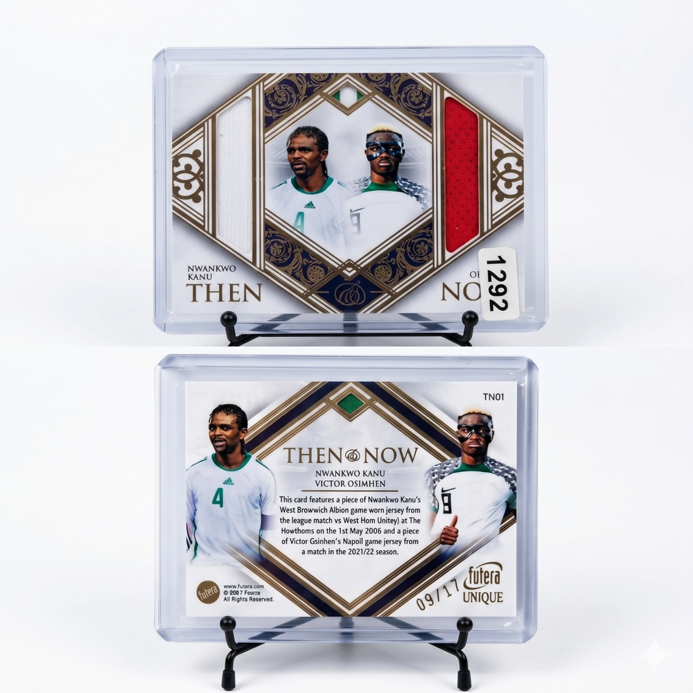 2024 Futera Unique KANU & OSIMHEN Then & Now Dual Match Worn Relic 17 #TN01