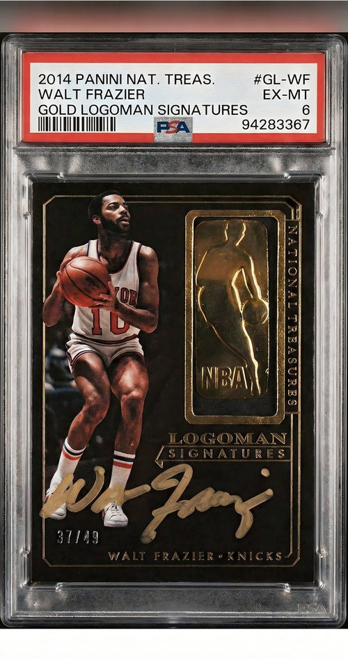 2014-15 Panini Flawless Walt Frazier Greats Dual Patch Auto #GL-WF PSA 6 /49