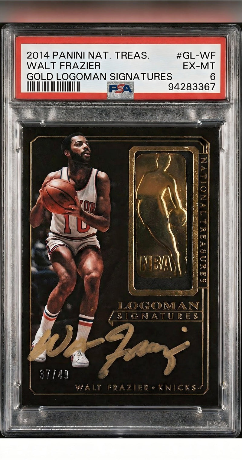 2014-15 Panini Flawless Walt Frazier Greats Dual Patch Auto #GL-WF PSA 6 /49
