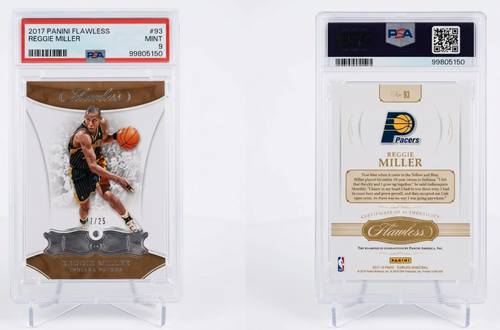 2017 2018 بطاقة باني Flawless Reggie Miller Diamond 20 Pacers PSA 9 نادرة