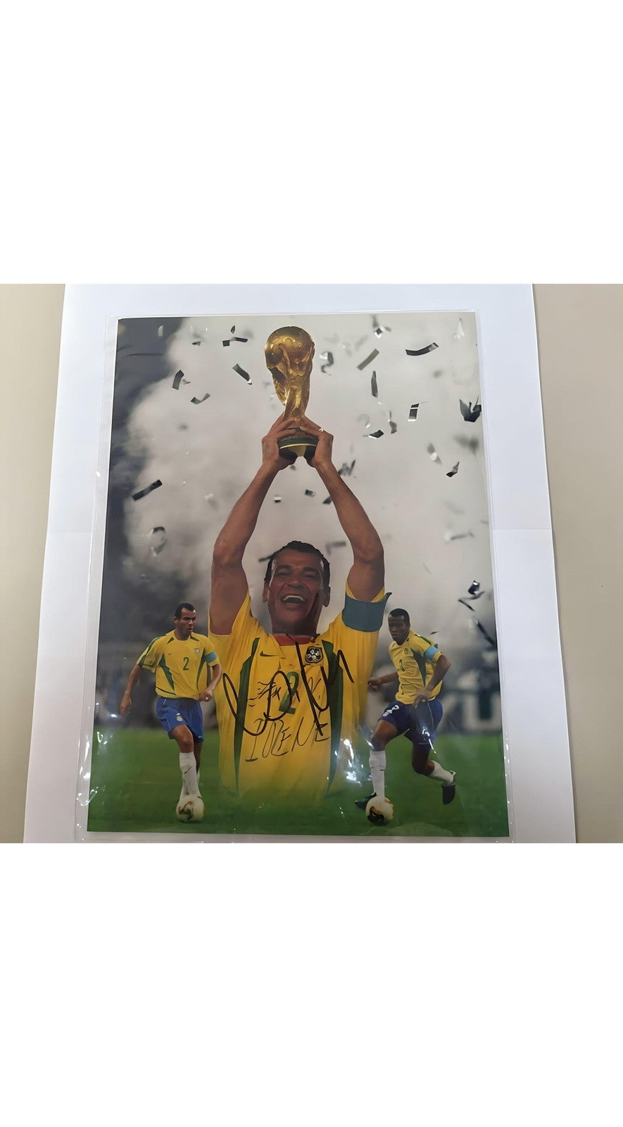 Cafu Signed 16x12 Photo Brazil Captain World Cup Winner Autographed Print