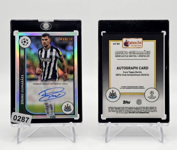 2023-24 Topps Merlin Bruno Guimaraes ON-CARD AUTO Newcastle United AH-BG