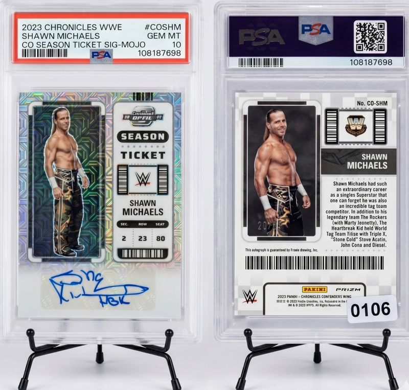 2023 Panini Chronicles WWE شون مايكلز تذكرة موسم مويوشي أوتو /25 PSA 10