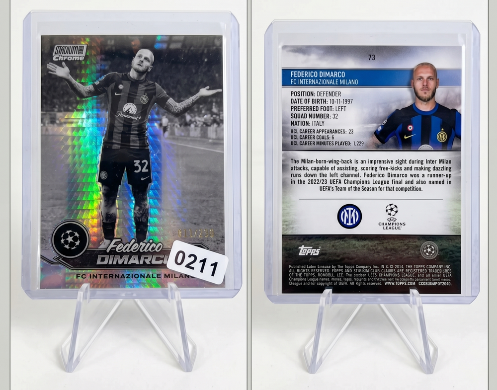2023-24 Topps Stadium Club Chrome Federico Dimarco BLACK & WHITE /299 Inter