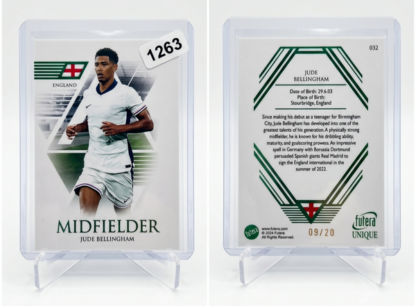 2024 Futera Unique Jude Bellingham EMERALD Parallel /20 #032 Real Madrid