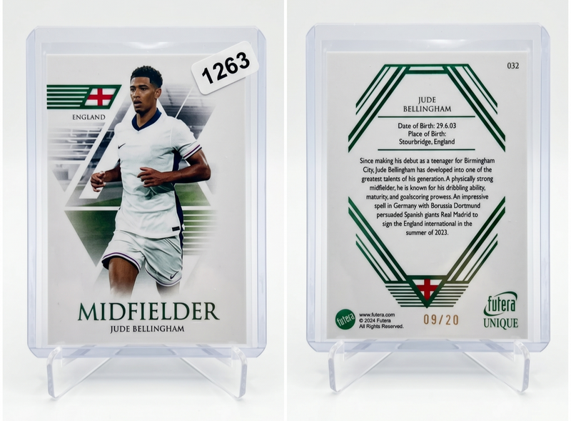 2024 Futera Unique Jude Bellingham EMERALD Parallel /20 #032 ريال مدريد