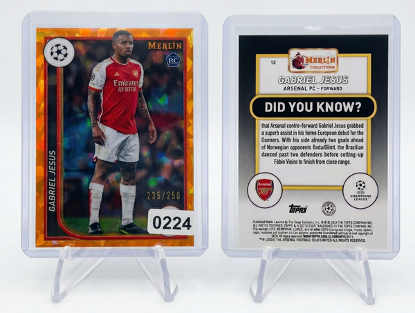 2023-24 Topps Merlin Gabriel Jesus ATOMIC REFRACTOR /250 #12 Arsenal