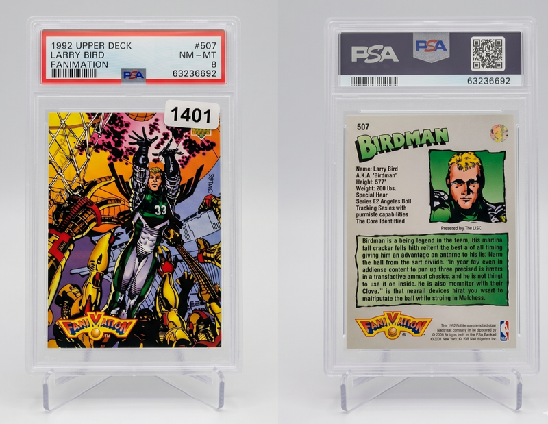 1992-93 Upper Deck Larry Bird Fanimation #507 PSA 8 NM-MT "بيردمان"