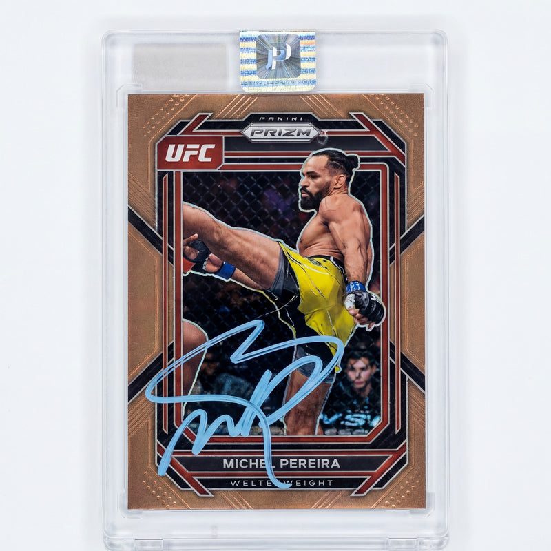 2023 Panini Prizm UFC Michel Pereira #192 Champion Signatures Bronze Parallel