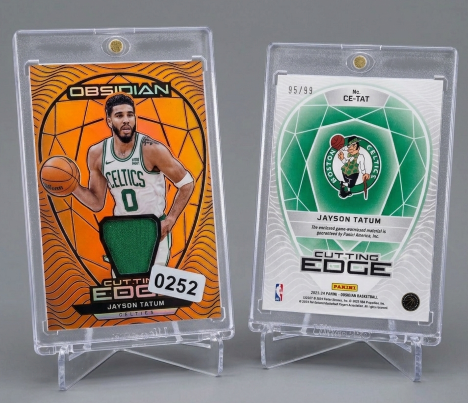 2023-24 Panini Obsidian Jason Tatum Patch Orange Flood Limited Edition Card