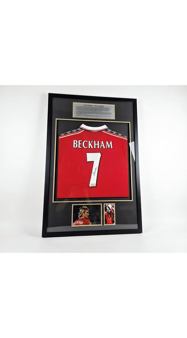 David Beckham Signed 1998 99 Manchester United Jersey COA - With Frame