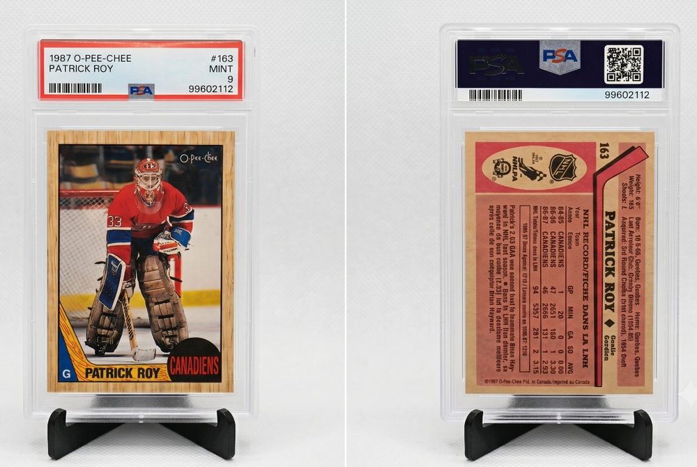 1987-88 O-Pee-Chee Patrick Roy 2nd Year PSA 9 Mint #163 HOF Canadiens OPC