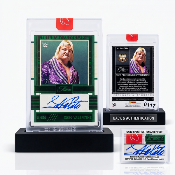 2024 Panini Three Count Greg Valentine Legendary Auto Green Parallel /5 #LA-GHV
