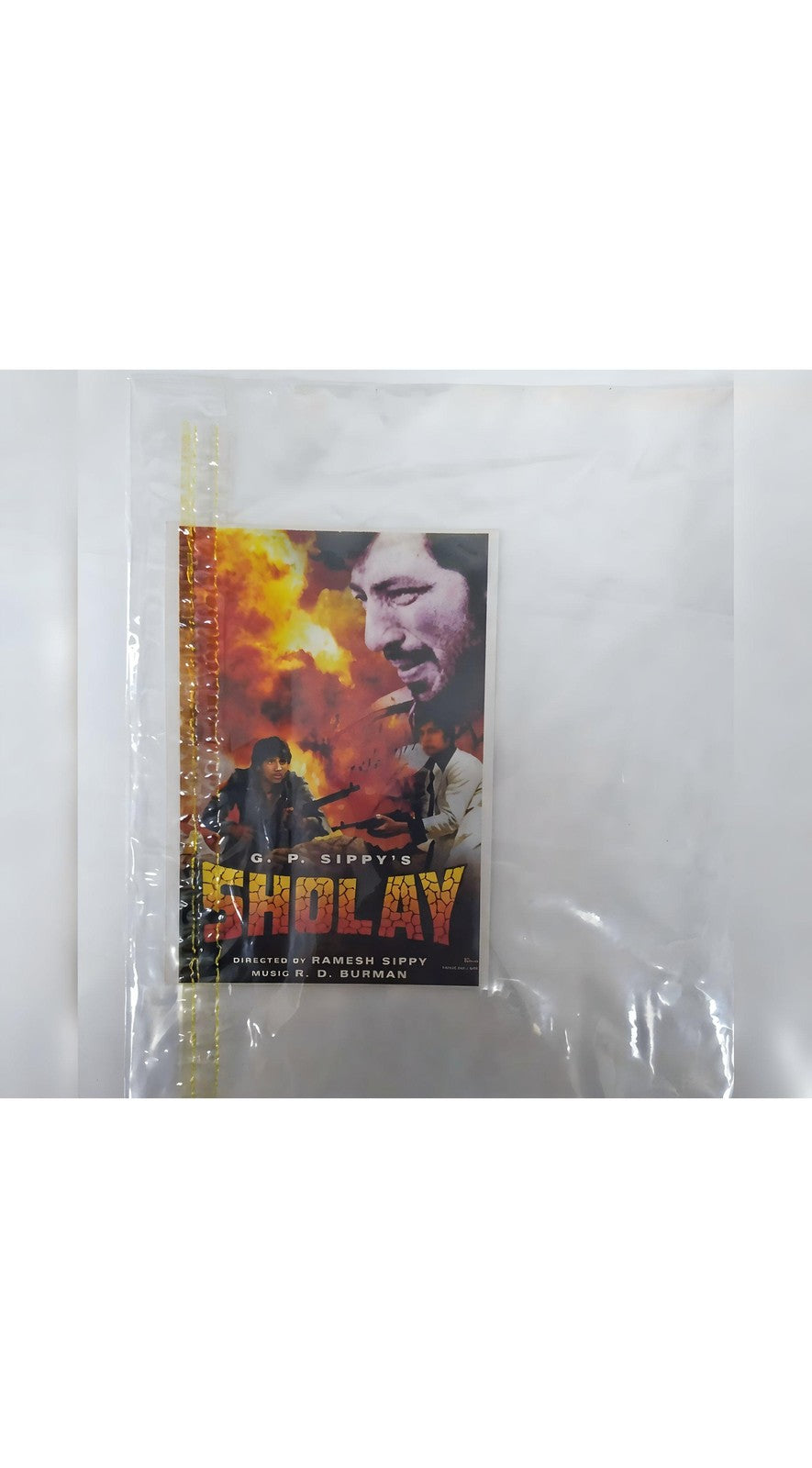 5 by 7 Original Autographed Amitabh Bachchan Sholay Motorcycle Scene