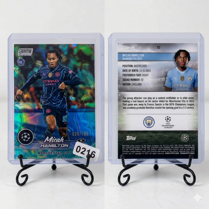 2023-24 Topps Stadium Club Chrome Micah Hamilton RC AQUA GREEN CHARGE /199 #29