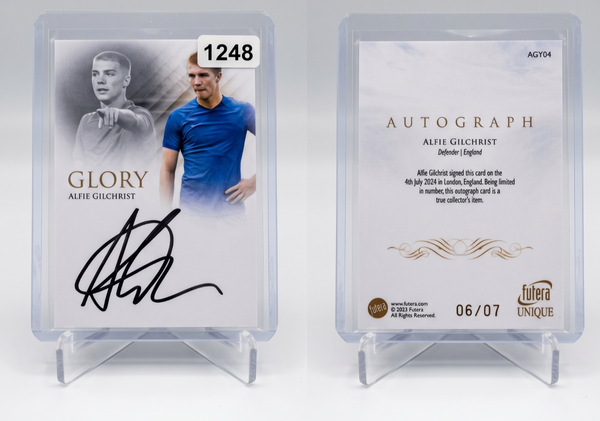 2024 Futera Unique Alfie Gilchrist GOLD AUTO /7 Glory Match Worn Patch Chelsea