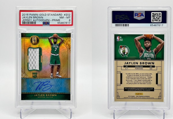 2016 Panini Gold Standard Jaylen Brown RC Patch Auto 9 of 25 PSA 8 RPA