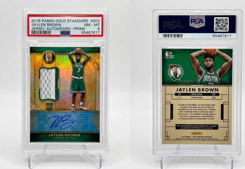 2016 Panini Gold Standard Jaylen Brown RC Patch Auto 9 of 25 PSA 8 RPA