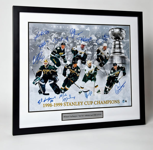 1998-99 Dallas Stars Champions Signed Photo with 11 Signatures COA