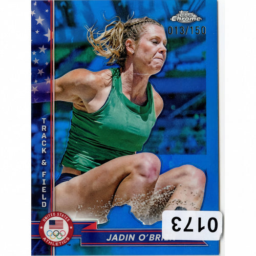 2024 Topps Chrome Olympic Hopefuls Jadin O'Brien Blue Refractor #36 013/150 الولايات المتحدة الأمريكية