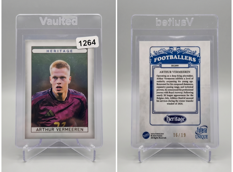 2024 Futera Unique Arthur Vermeeren HERITAGE AMETHYST /19 #HG-099 بلجيكا