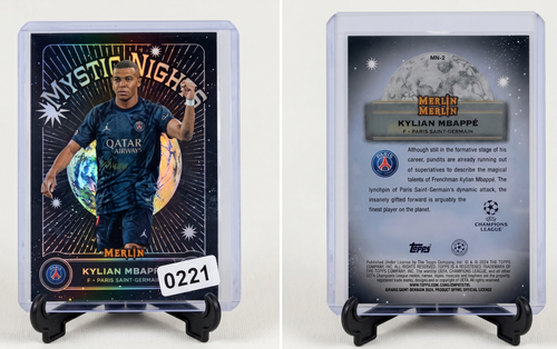 2023-24 Topps Merlin كيليان مبابي بطاقة MYSTIC NIGHTS النادرة #MN-2 باريس سان جيرمان فرنسا
