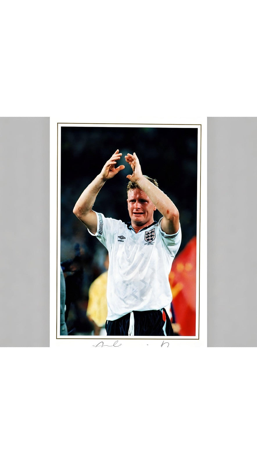 Paul Gascoigne Crying Signed Photo 16x12 Iconic Emotional England Legend