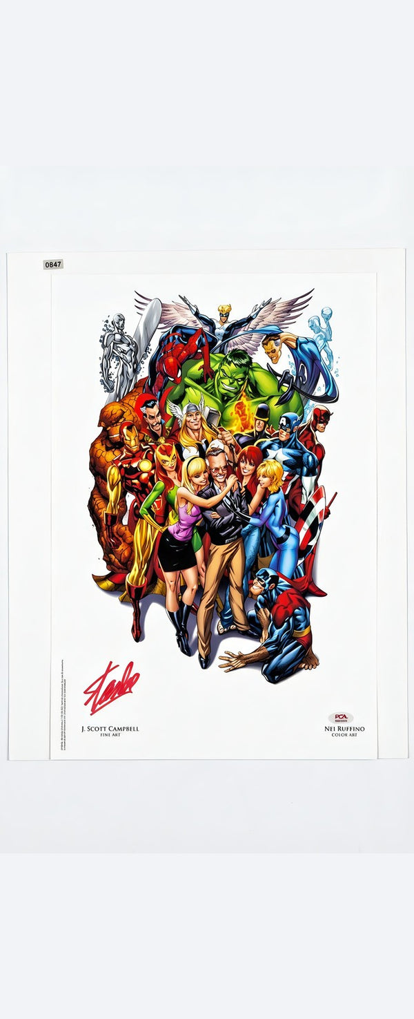 Stan Lee Signed 13x18 Art Print by J Scott Campbell PSA Marvel Legacy
