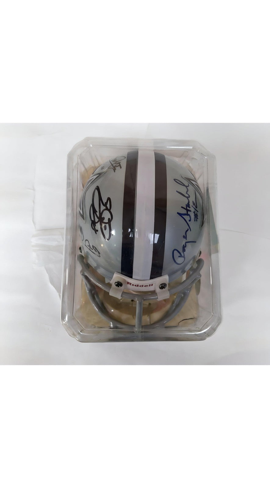 Dallas Cowboys Mini Helmet Autograph Staubach Aikman JSA - With Frame