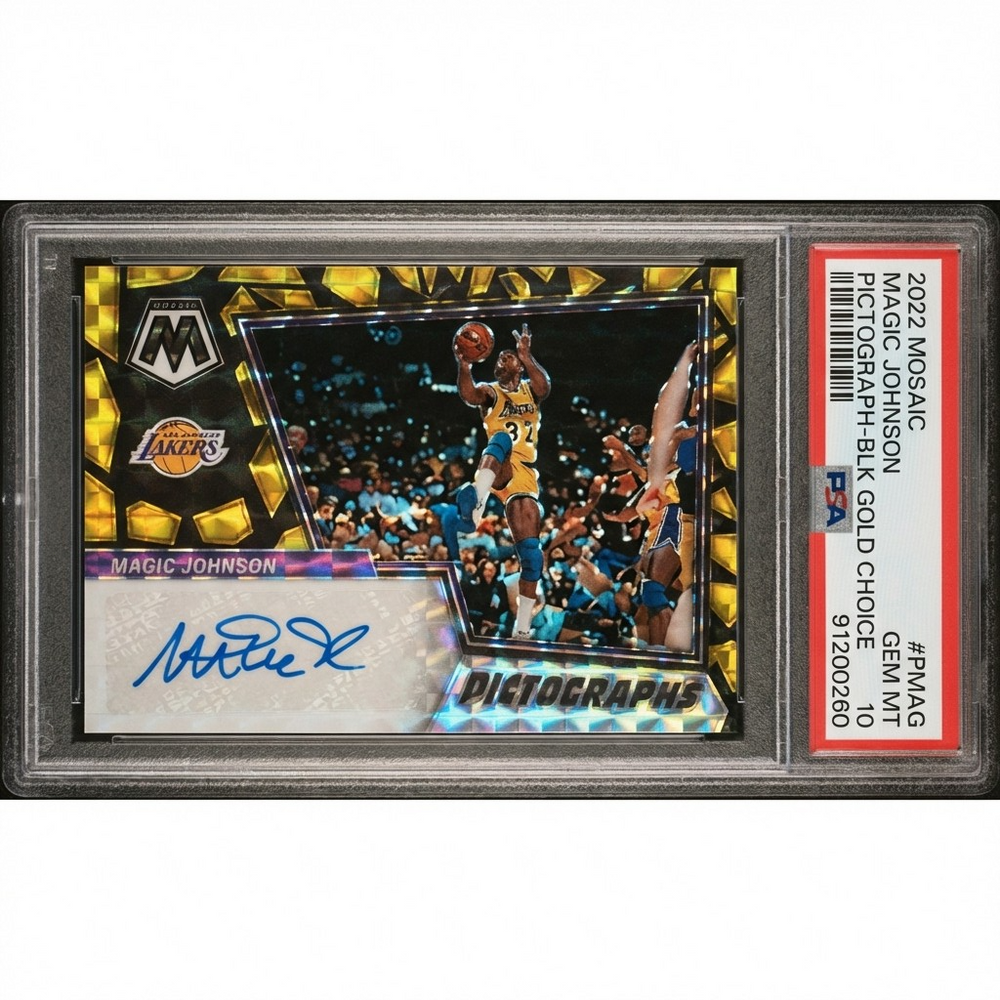 2022-23 Panini Mosaic Magic Johnson Choice Black Gold #278 PSA 10 /8