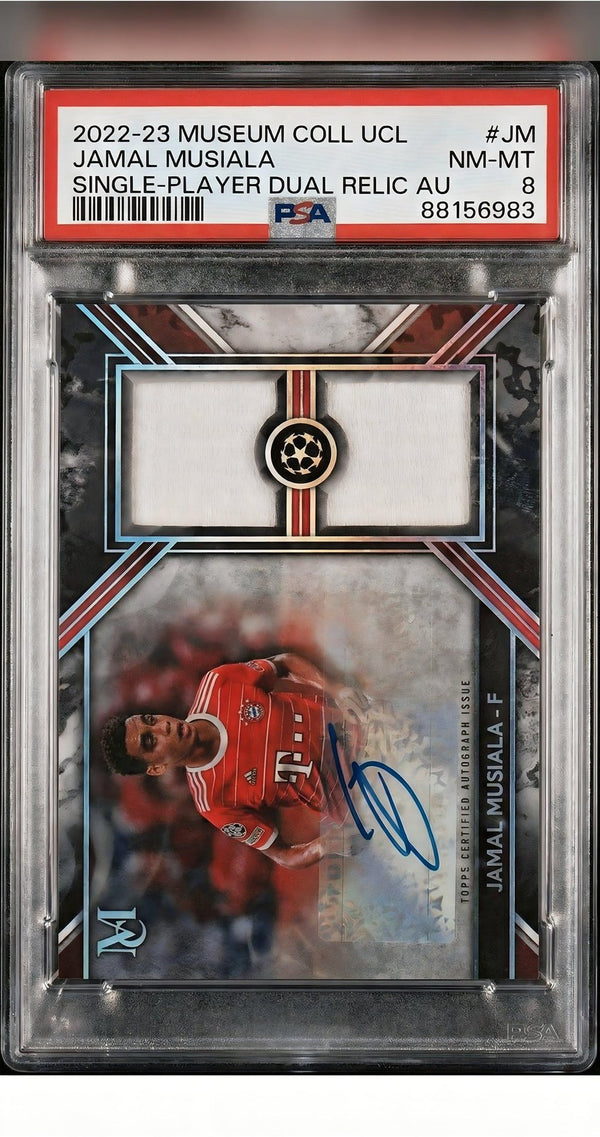 Jamal Musiala 2022 23 Topps Museum UCL Dual Relic Auto 99 PSA 8 Phenom