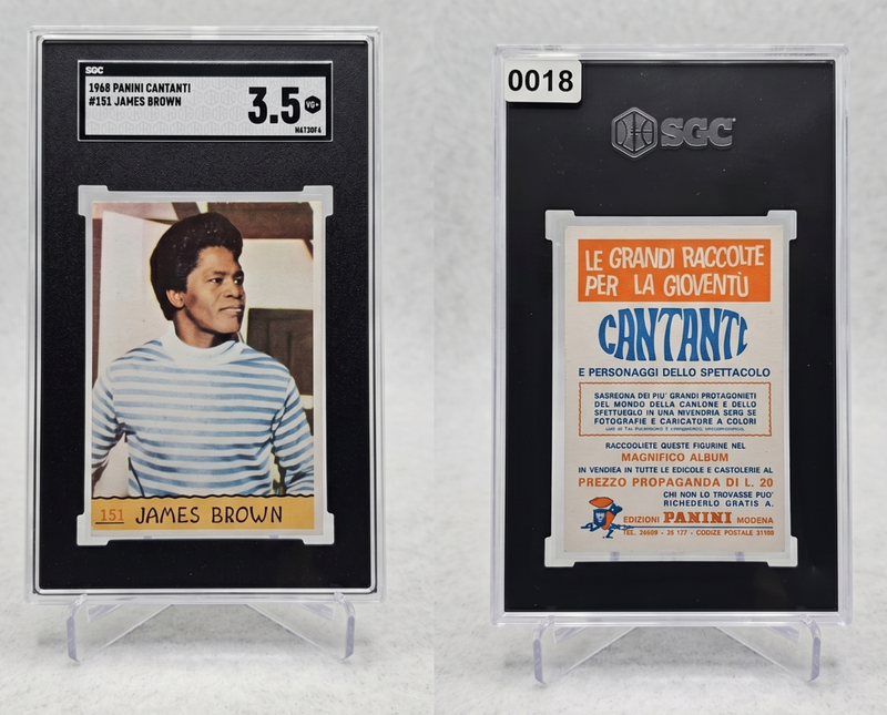 1968 Panini Cantanti James Brown بطاقة المبتدئ RC #151 SGC 3.5 VG+ Godfather Soul