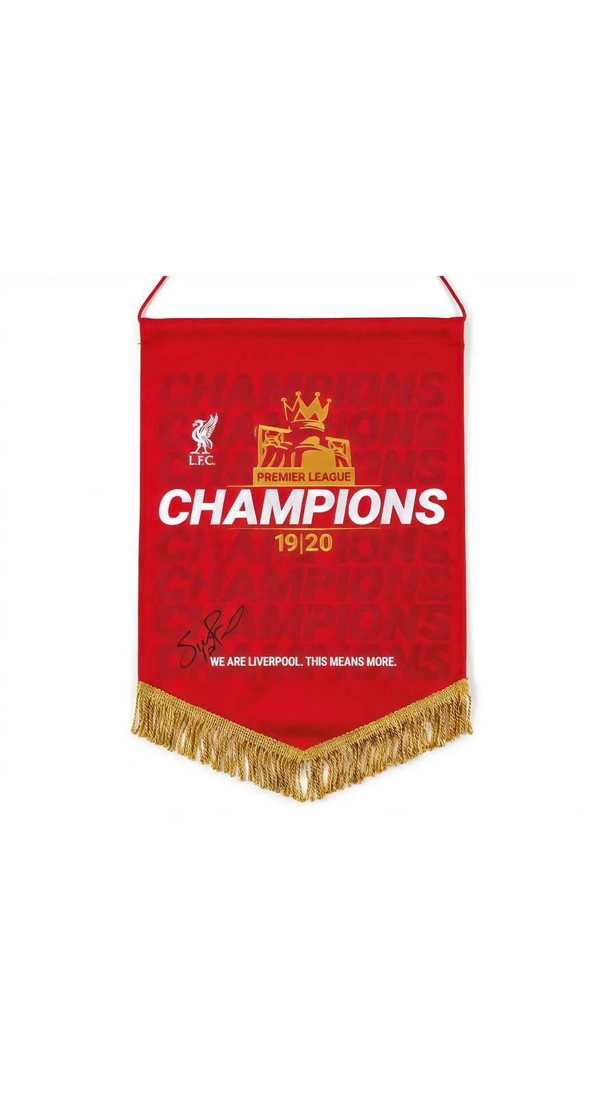 Sadio Mané Signed Liverpool 2019/20 Champions Pennant Title Winner Item