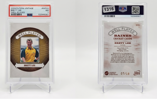 2024 Futera Vintage Cricket Brett Lee Well Played Bronze 3 PSA 7 /18