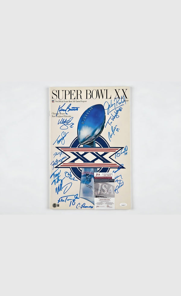 1985 Super Bowl XX Champions Signed Team Photo Chicago Bears Beckett JSA