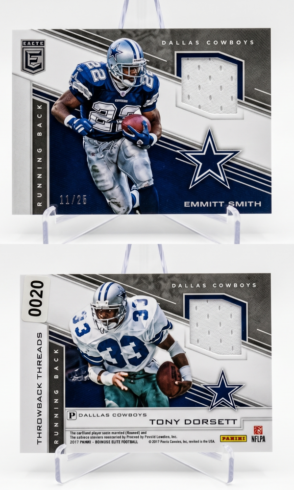 Emmitt Smith Tony Dorsett 2017 Panini Throwback Threads Dual Patch 25