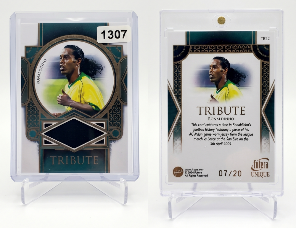 2024 Futera Unique Ronaldinho Tribute Match Worn Patch /20 #TB22 AC Milan