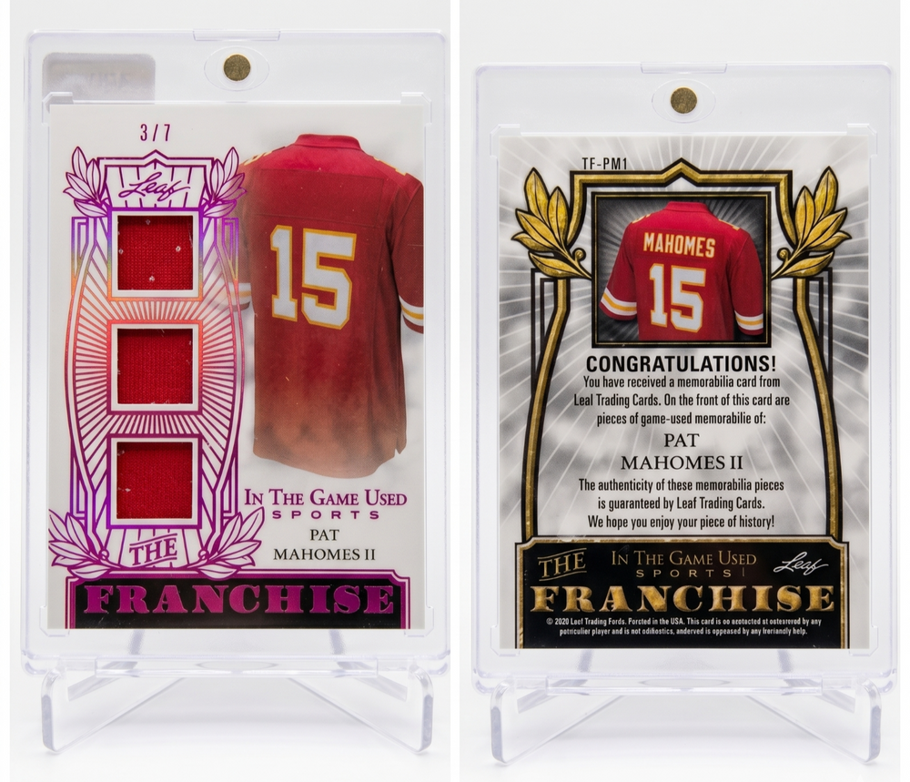 2024 Leaf In The Game Used Patrick Mahomes II Triple Patch /7 Pink #TF-PM1