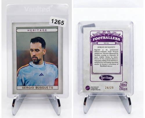 2024 Futera Unique Sergio Busquets The Greats Amethyst Parallel /29 #HG102 إسبانيا
