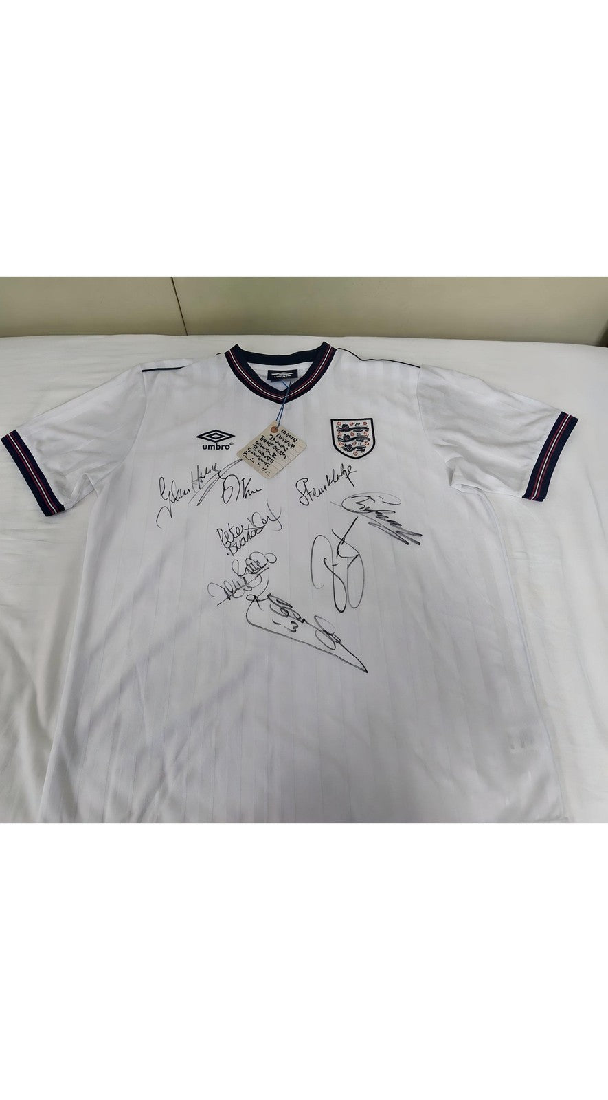 World Cup 86 England Multi-Signed Shirt Featuring 8 Legendary Players