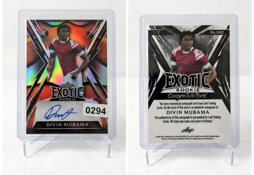 2023 Leaf Exotic Divin Mubama ROOKIE AUTO White Exotic 1/2 أو 2/2 وست هام