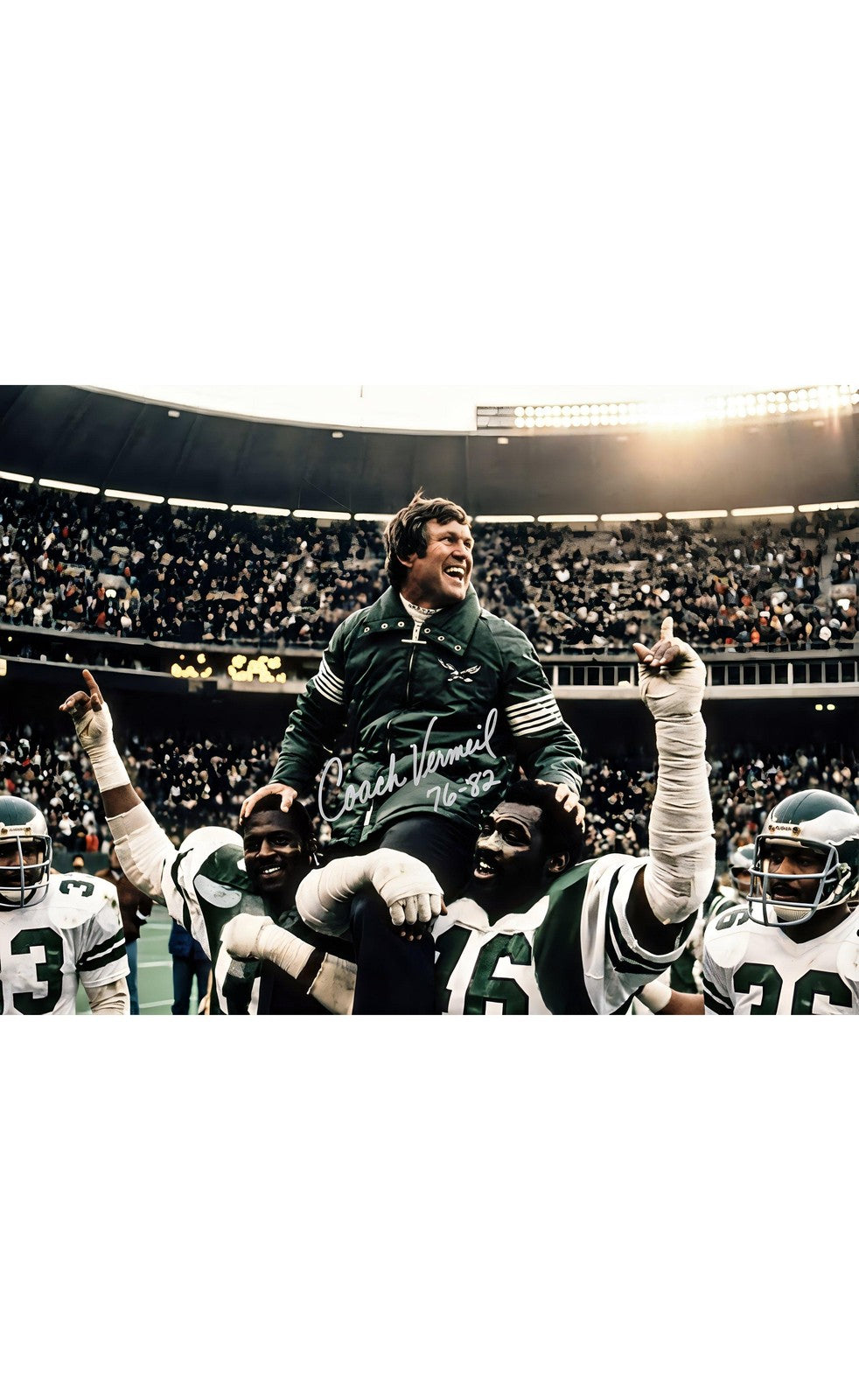 Dick Vermeil Signed Eagles 8x10 Photo Inscribed Coach With Beckett Authenticator