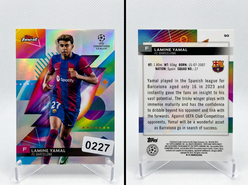 2023-24 Topps Finest لامين يامال RC #50 بطاقة مبتدئ برشلونة إسبانيا